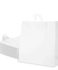 Large White Kraft Paper Bags With Handles 13x7x17 Inches 150 Pack Durable Reusable Eco Friendly Shopping Gift Party Retail Lunch Grocery Bags