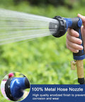 Heavy Duty Metal Hose Nozzle With 8 Spray Patterns High Pressure Water Sprayer in blue finish watering plants