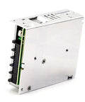 Zero Drama 5V 10A 50W Switching Power Supply with metal housing, side view showing din rail mount for industrial use.