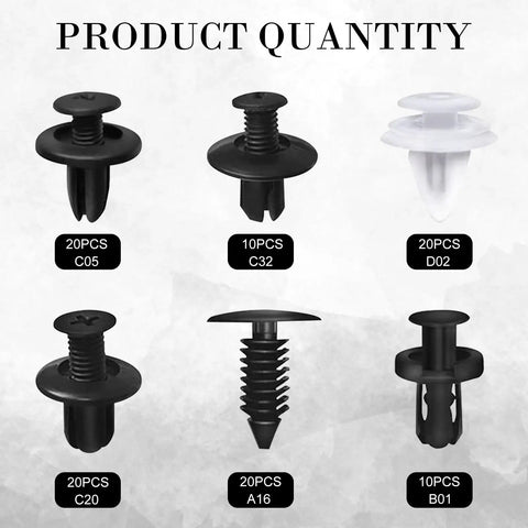 100 Piece Lower Hood Clip And Bumper Clip Replacement Set With Push Pin Fasteners And Removal Tool For Most Cars