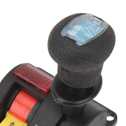 Close-up of Dump Truck PTO Switch With Beefy Build And Efficient Proportional Control Valve featuring textured grip and indicator lights.