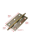 Straight Up Premium Rustproof 2.5 Inch Square Door Hinges Featuring Vintage Antique Brass Crown Details, showing detailed measurements.