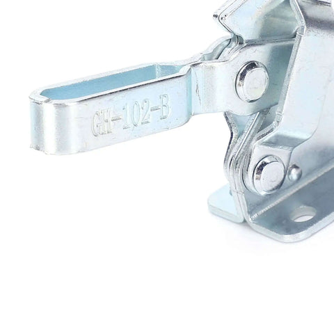 Close-up of Two Pack Welding Toggle Clamp Horizontal Quick Release Hand Tool for Fixture, metal construction, model GH-102-B.