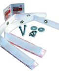 Beefy Heavy Duty Furniture Straps Kit For Earthquake Safety And Disaster Prep Keeps Top Heavy Cabinets And Entertainment Centers From Tip Over For RVs And Homes Easy To Install White, showing two white nylon straps with screws and washers