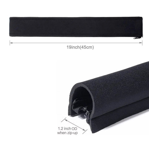 Close-up of 4 Pack Cable Management Sleeve With Zipper 19 To 20 Inch Length Neoprene Wire Wrap showing dimensions and material.