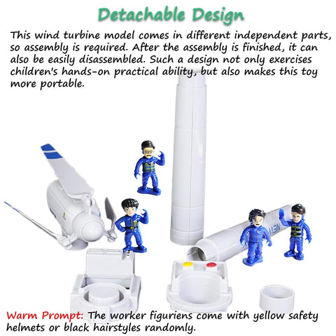 Wind Turbine Toy Clockwork Generator Model STEM Science Kit For Kids And Makers with detachable parts and figurines.