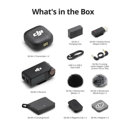 All Day Wireless Lavalier Mic System With 2 TX 1 RX And Charging Case For iPhone Camera And Android, included accessories