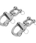 Top Shelf 316 Stainless Steel Snap Shackles With Swivel Rotating Eye And No Hassle Quick Release Design For Heavy Duty Sailboat Rigging Yacht Halyards And Rugged Industrial Deck Hardware 128 Mm, two stainless steel shackles.