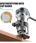 Solid 1/2 Inch Shank Drawer Pull Router Bit For Woodworking Pros That Carves Perfect Curved Finger Grooves In Oak Or Pine At The Shop Today, showcasing a router in action on wood.