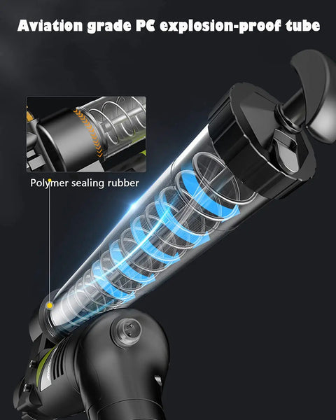 Electric Grease Gun For Industrial Use And Auto Maintenance, aviation grade PC tube with polymer sealing rubber detail
