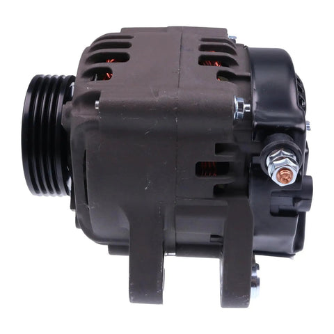 Side view of 12V Replacement Alternator For Mercury Marine Outboards 150 HP 2012 On With 64mm OD 4 Groove Pulley Beefed Up Marine