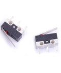 Two Twenty Five Pack AC 125V 1A Three Pin SPDT Momentary Micro Switches with Long Lever Arm for Arduino Projects