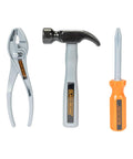 Junior Tools Set In Sturdy Tool Bag With 13 Pieces For Kids Realistic Builder Kit hammer, pliers, and screwdriver for play.