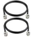Low Loss RG58 50 Ohm BNC Male To Male Coax Cable Kit, 2 Pack, 3 Ft, with 2.2 Inch Heat Shrink Tubing, shown in two loops