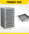 Gray Metal Tool Storage Cabinet With 9 Drawers With Dividers, All Welded Steel Construction For Rugged Durability, 12.8 Inch Wide By 11.8 Inch Deep By 24 Inch High, Heavy Duty Workshop Organizer For Truck Garage Warehouse And Office Tools.