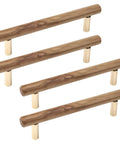 Set Of 4 Wood Drawer Pulls With 5 Inch Center Hole For Dresser Drawers Cabinets Kitchen Wardrobe 6.6 Inch Length