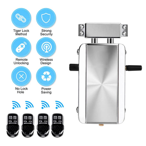 Smart Wireless Remote Door Lock With Electronic Deadbolt Anti Theft Keyless Entry System Hidden Design Four Remotes Fast Easy Access