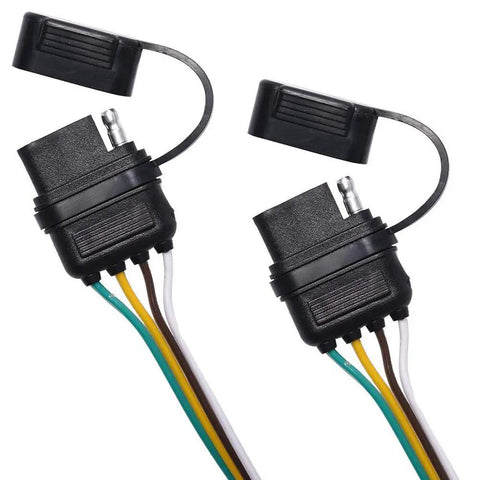 17.5 Inch 4 Pin To 4 Pin Trailer Light Wiring Connector Adapter Y Splitter Cable Extension For Tailgate Lights And Trailer Lights Plug And Play Waterproof Cap
