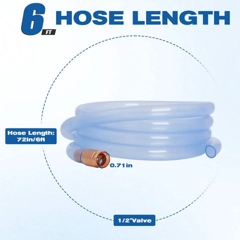 Heavy Duty Gas Siphon Hose Pump For Dead Simple Fuel And Water Transfer Featuring Half Inch Bore And Knockout Flow Speed Built For Pro Level Jobs Without Any Extra Drama - 6ft clear tube with brass valve.