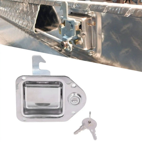 Top Shelf Heavy Duty Truck Toolbox Lock Handle With Two Keys Forged From Genuine 304 Stainless Steel Bright Chrome Paddle Latch Secures Gear For Rv Atv Utv Trailers