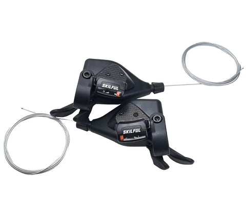 Left 3 Speed Thumb Shifter and Right 7 Speed Gear Shifter with Gear Indicator for 21 Speed Bicycles, MTB and Road Bikes