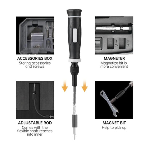 Magnetic Precision Screwdriver Kit With 25 In 1 And 152 In 1 Torx Bits For Laptop Repair Including T5 And T6 Heads, flexible shaft
