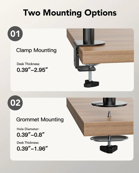 Vertical Dual Monitor Mount For Two 17 To 32 Inch Screens With Height Adjustable Arms And C Clamp Ergonomic Desk Mount
