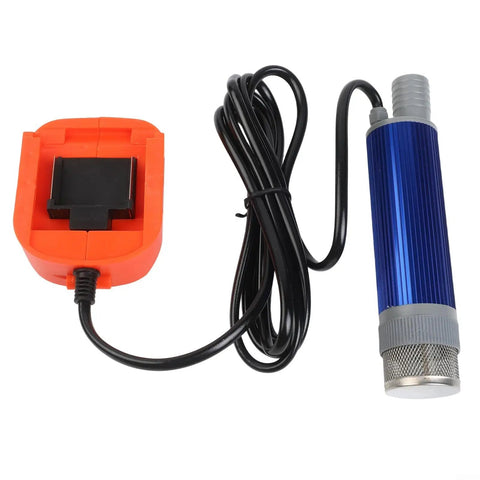 Cordless Fuel Transfer Pump 18V with aluminum body and battery charger, designed for diesel and oil transfer, 40L flow rate.