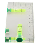 Transparent Bubble Level showing dual vials and built-in ruler, measuring 95 x 51 x 13 mm for precise leveling tasks.