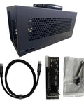 Rockin Dual Atx Power Egpu Dock For Laptops And Kickin Gaming Video Editing Performance Up To 40gbps Usb Type C Expansion Enclosure, steel chassis, included PCIe adapters and USB cable.