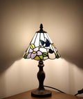 Hummingbird Tiffany Style Stained Glass Table Lamp Night Light With 8 Inch Shade and 15 Inch Tall Metal Base, Cozy Ambiance