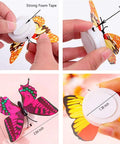 Dope LED Butterfly Decoration Lights Set Of 12 showcasing adhesive base, foam tape, and size measurements for wall decor use