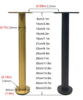 Adjustable 23.6 Inch Stainless Steel Furniture Legs Set Of 4 With Gold Finish shown with measurements for sofa and table