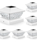 Six Pack Solar Post Cap Lights For Outdoor Fence And Deck With Two Color Modes Cool White And Warm White Waterproof Solar Powered Post Caps For 4x4 4.5x4.5 And 5x5 Posts Garden Decor Dope, showing six white solar caps