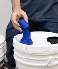 5 Gallon Paint Pour Spout For Buckets With Lid Spout And Multi Pail Fit Mess Free Pouring Tool Fits Plastic And Metal Pails Three Pull Apart Fittings Easy Spill Proof Pouring Accessory on white plastic pail