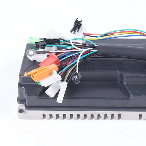Premium 3000W Sine Wave Controller For Electric Bikes 60V To 72V Brushless Motor Upgrade showing wiring connections and compact design.