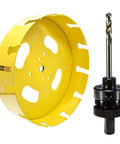 10 Inch Tungsten Carbide Tipped Hole Saw Set With 254mm Teeth 2.25 Inch Deep 5/8-18 Arbor Includes Pilot Drill And Arbor 3 Piece Kit