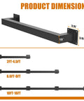 Heavy Duty 14 Foot Wall Mount Stair Handrail Built Like A Tank Steel Rail Matte Black dimensions showing various lengths and measurements.