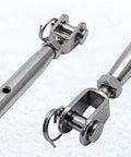 Close-up of Five Pack Beefy Stainless Steel Jaw And Jaw Turnbuckle Rigging Screws Three Sixteenth Inch M5 Closed Body Marine Grade