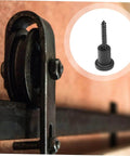 Sliding Barn Door Hardware Kit Carbon Steel Track And Pulley Accessories with barn stopper close-up view