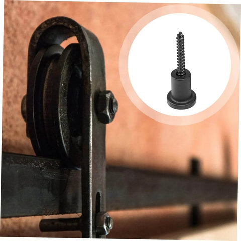 Sliding Barn Door Hardware Kit Carbon Steel Track And Pulley Accessories with barn stopper close-up view