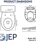 Technical drawing of Dual Nozzle Manual Bidet Toilet Seat for Round Toilets with dimensions and installation guide.