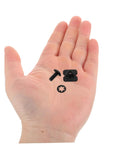 Backplate Screws Set for Football Shoulder Pads Black Metal Hardware Kit Easy Install Quick Assembly Durable Fasteners for Football Gear Secure Fit That Stays Put, black metal screws in hand