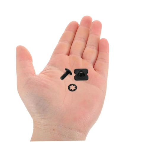 Backplate Screws Set for Football Shoulder Pads Black Metal Hardware Kit Easy Install Quick Assembly Durable Fasteners for Football Gear Secure Fit That Stays Put, black metal screws in hand