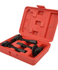 Thinking Process: 3-piece rear axle bearing removal kit in red case, black carbon steel tools for semifloating axle repairs