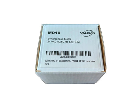 Box of MD10 Replacement Motor For Honeywell 802360JA 24 VAC Zone Valve V8043 V8044, labeled with 24 VAC and RPM details