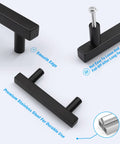 10 Pack Square Cabinet Pulls Two And A Half Inch Matte Black T Bar Dresser Drawer Pulls For Kitchen Cabinets Wardrobe Bedroom Closet With Stainless Steel