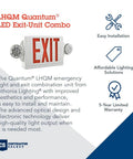 2 In 1 LED Exit Sign And Emergency Light Combo With Red Letters High Output Battery Backup 2 Head Fixture for business