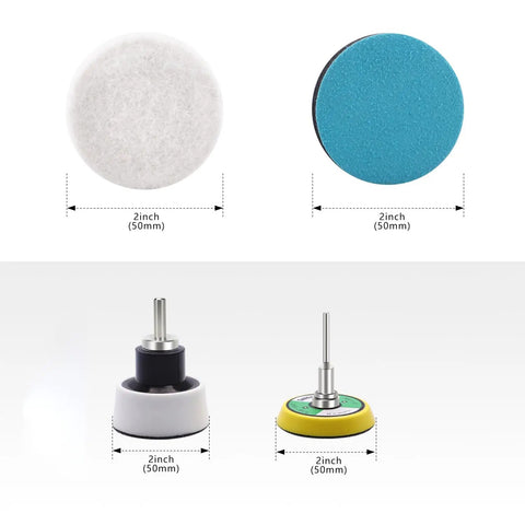2 Inch Felt Polishing Buffing Pad Kit With 8 Polishing Sanding Discs And A Felt Wheel For Rotary Tools To Polish Glass And Metal 3 Millimeter Shank Backing Pad Included 2 Inch Sets Pro Grade