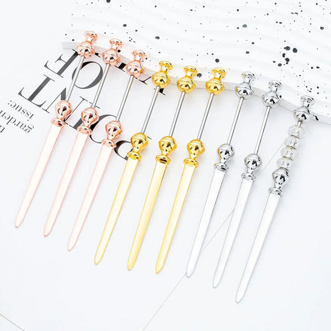 Six Pack Beadable Envelope Slitters For DIY Projects, Stainless Steel Letter Opener Knives in silver, gold, and rose colors